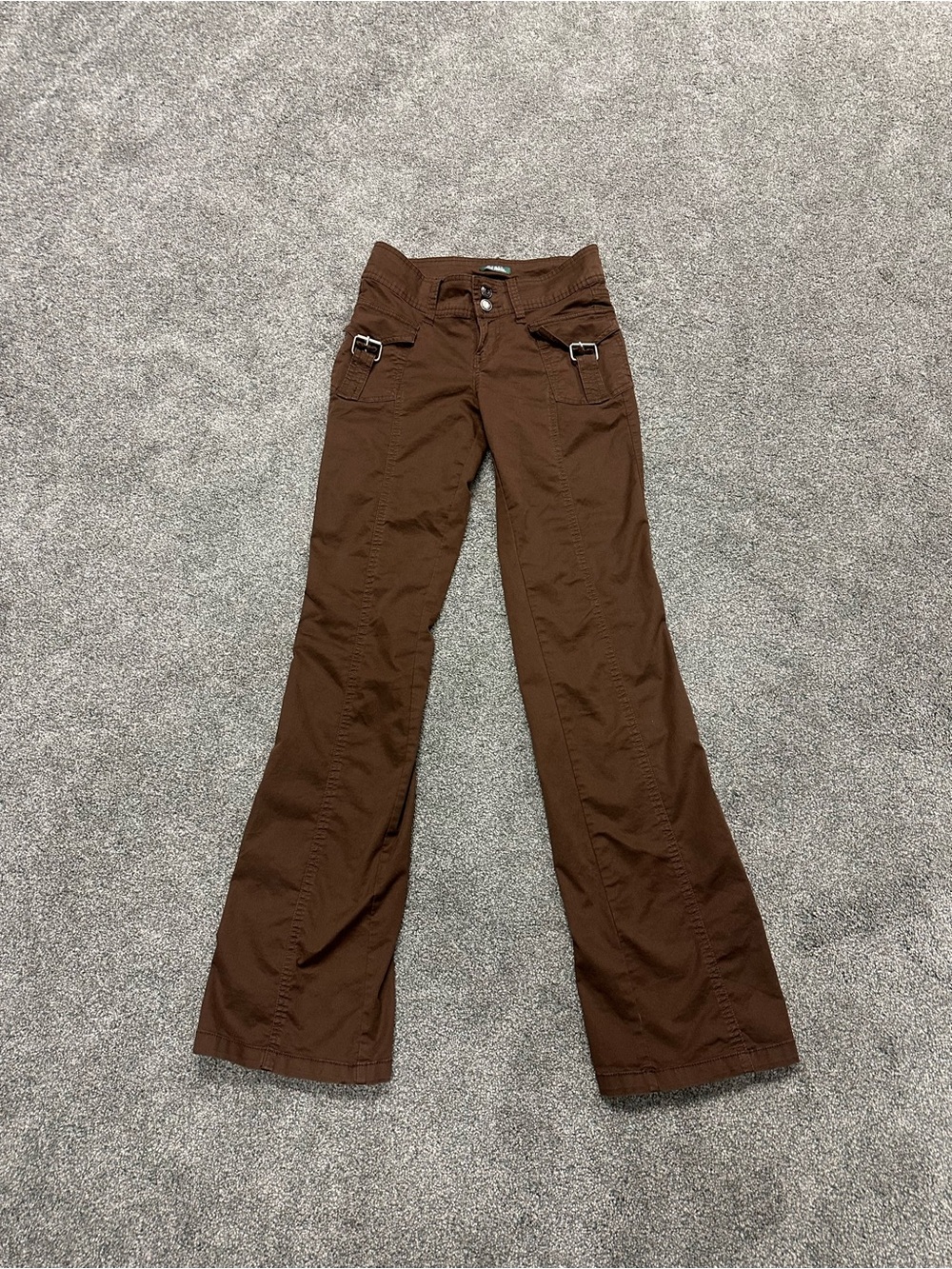 wild fable Brown Flare Wide-Leg Jeans with Buckle Accents